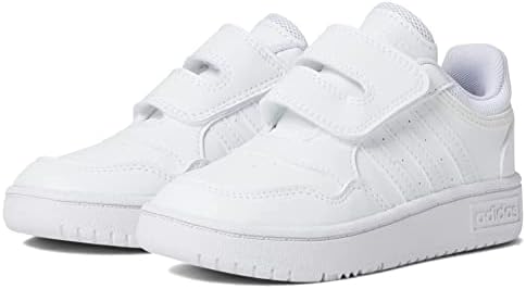 adidas Kids Hoops 3.0 Basketball Shoe, White/White/White (Cross Strap), 10 US Unisex Toddler | Image 3