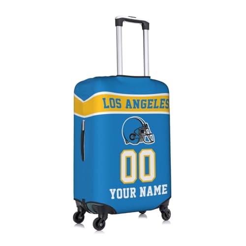 Image of Custom Los Angeles C Luggage Cover Personalized Football Style Suitcase Cover with Name Number Customized Washable Elastic Sports Travel Suitcase Protector for Business Vacation Gifts