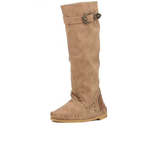 QUEEN HELENA Botas Altas Mujer ZM8043 (ZM8043 Cuero, numeric_35)