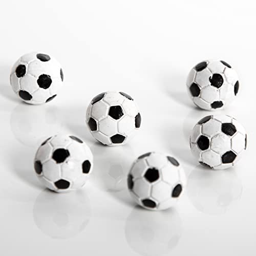 Logbuch-Verlag 6 Mini Fußbälle kleine Deko Bälle schwarz weiß Tischdeko EM 2024 Give-Away Fußball Party 2 cm