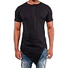 Hip Hop T-Shirt Men's Asymmetric Design Punk T-Shirt Gothic Tops Henley T-Shirt Side Split Long Tee Shirts Short Sleeve Shirt Round Neck Summer Henley Shirt Vintage Muscle Shirt, black, M #2