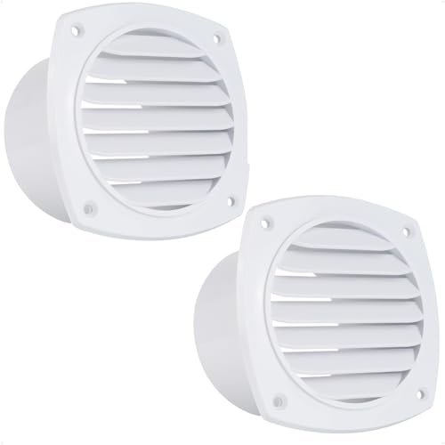 Five Oceans 7-Slotted Louvered Hose Vent, 4-inch Hose Diameter, 2 Pack Air Hose Thru Vent, White ABS Plastic - FO111-M2