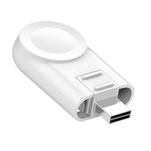 QINUKER - Cargador USB para Apple Watch, portátil, ajustable, magnético, compatible con iWatch Series 5, 4, 3, 2, 1, 38 mm, 40 mm, 42 mm, 44 mm, con un cordón blanco (blanco)