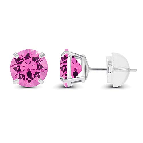 Solid 925 Sterling Silver Gold Plated 4mm Round Genuine Birthstone Gemstone Hypoallergenic Stud Earrings For Women2