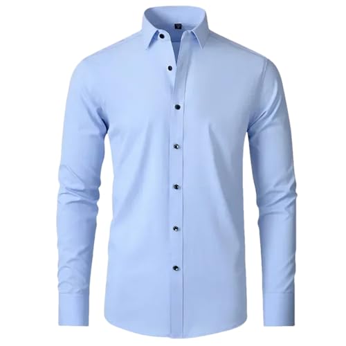 Chemise d'été homme bleu bébé XL en coton léger décontracté