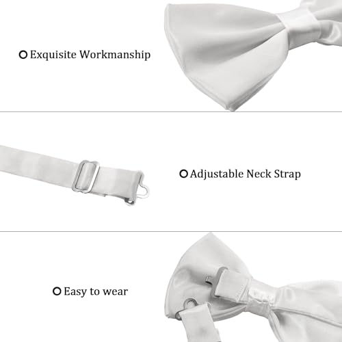 Image of Bow Tie for Men & Boys, Pre-Tied Bowtie Adjustable 9-18in, for Formal Tuxedo, Prom Party, Wedding