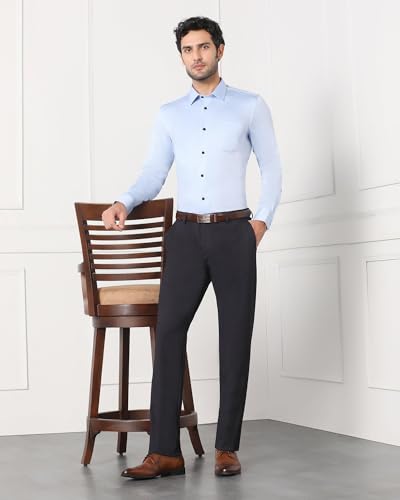 Image of blackberrys Mens 4 Pocket Solid Formal Trousers