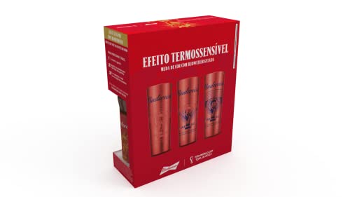 Kit Budweiser Copa do Mundo 2 LN 330ml + Copo Mágico Vermelho 650ml