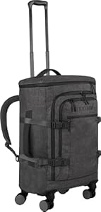 normani Handgepäck 4-Rad Reisetaschen-Rucksack 38 Liter Reiserucksack mit Trolleyfunktion mit Frontloader und Laptopfach Farbe Dunkelgrau