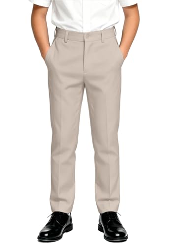 Image of DHTS Boys Dress Pants (Size 2-20 Years) Slim Fit Uniform Pants for Toddler & Teens