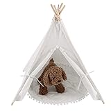 Die 15 beliebtesten Tipi-Zelte für Kinder GOTOTOP Hundezelt Katzenzelt, Haustier Tipi Hunde Tipi Zelt Haustier Tipi Tragbare Haustierzelte Tipi Zelt für Haustiere, 60x60x70cm(White)