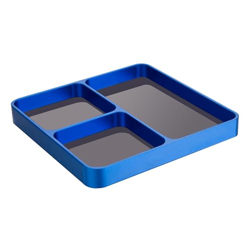 Magnetic Parts Tray, Removable Magnetic Tool Holder Tool Tray (10 X 10 X 1.2cm) for Screw, Pins, Sockets, Nuts, Bolts (Blue)