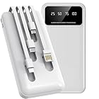 Carregador Portátil Power Bank Universal 10000mAh 4 Cabos Integrados Design Leve, Compacto e Ultra Rápido Com Entradas (Micro USB, USB-C e IOS) Led Com Indicador Bateria PREMIUM