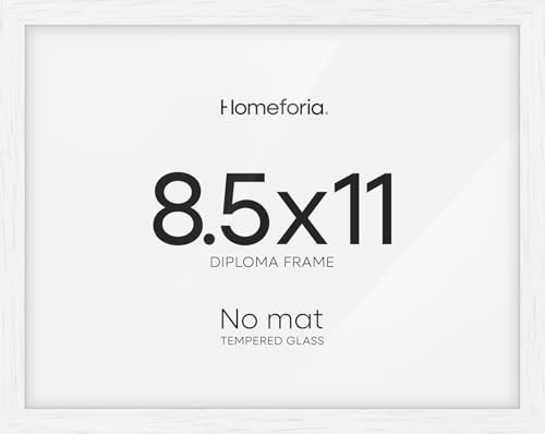 Image of Homeforia 8.5 x 11 Diploma Frame White Wood, High End Oak 8.5x11 Certificate Frames, 11x8.5 Document Frames for Wall or Tabletop, 8.5 by 11 Award White Wooden Frame, Tempered Glass, Wall Kit, Set of 3