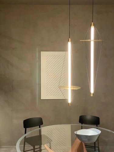 Image of Modern Hanging Light for Living Room, 3 Color LED Pendant Ceiling Light, Adjustable Tube Hanging Lamp, Metal Ceiling Hanging Light for Bedroom, Dining Table, Hall & Home Decoration