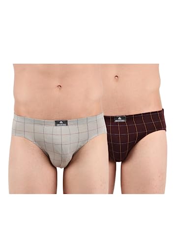 Image of Crystal Italia Brief Men's Super Combed Cotton Checkered Brief with Concealed Waistband | Assorted | (Pack of 2)
