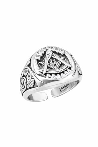 Chevalière franc-maçon en argent élégante et ajustable pour homme