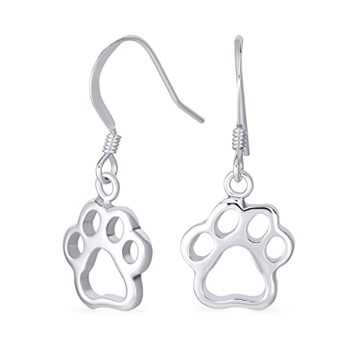 Meilleur ami Animal Pet Lover BFF Chien Chiot Pendant Paw Print Boucles d’oreilles pour femmes Adolescent .925 Sterling Silver Fish Hook Cover