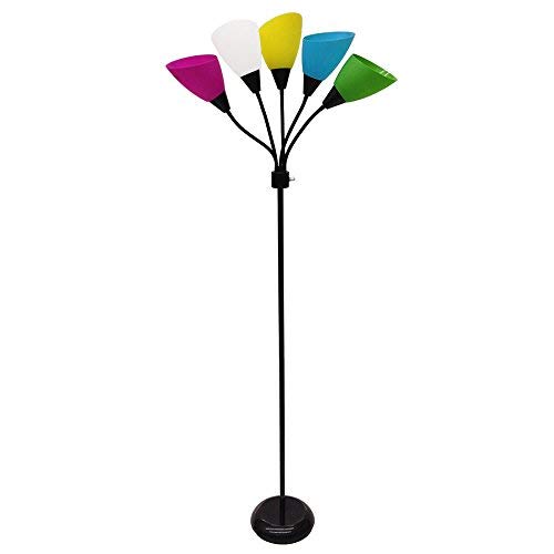 TANGDIAABBCC Style Selections 67-in Black 3-Way Multi-Head Floor Lamp with Plastic Shade