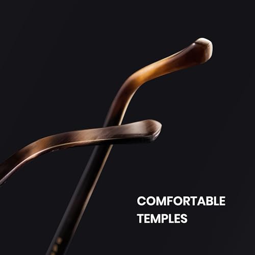 Image of Cyxus Pure Titanium Half Rim Glasses, Luxury Horn Textured Temples, Elegant Semi-Rimless Eyewear, Clear Lens Optical Frame