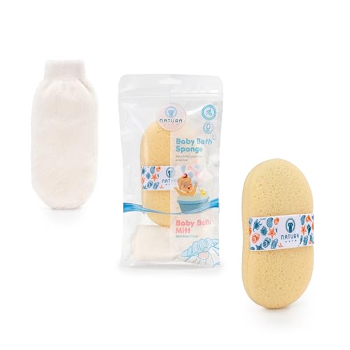 Hypoallergenic Natural Baby Sponge & Wash Cloth Set for Bath — Ultra-Soft, Gentle, Safe for Newborns, Infants & Sensitive Skin