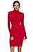 AVACOO Damen Kleider Strick Pulloverkleid Elegant Strickkleid Rollkragen Langarm Midikleid 2025 Rot M 38