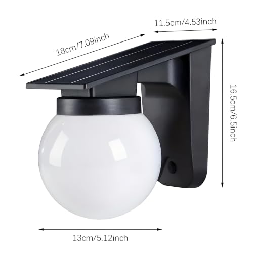 Image of XERGY Solar Powered Outdoor Globe Design Wall Light | 3 Color Modes | Dimmable | 3600mAh Battery | Auto ON /Off Dusk to Dawn | Waterproof Lamp for Garden Fence, Gate, Balcony, Porch & Pathway