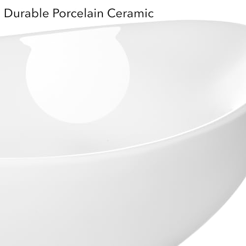 Miligoré 23" x 15" Oval White Ceramic Vessel Sink - Modern Egg Shape Above Counter Bathroom Vanity Bowl