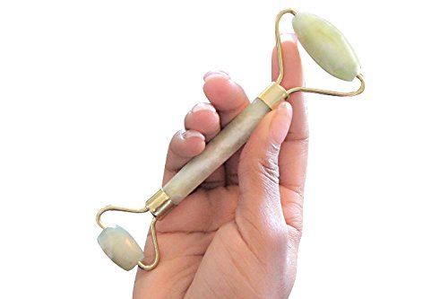 The real green Jade roller facial massager for anti aging and anti wrinkle and under eye bags for women and men & lymphatic drainage chi roller neck healing nephrite roller chi roller
