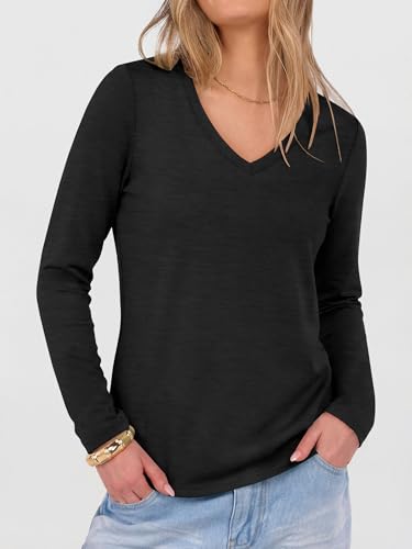 Image of ANRABESS Long Sleeve Shirts for Women Wrinkle Free V Neck Fall Top