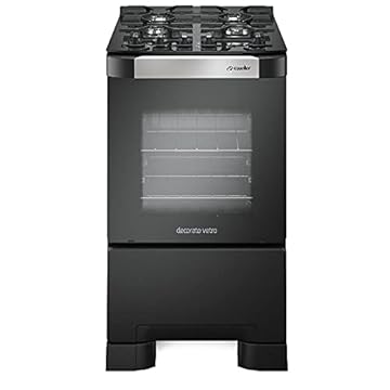Fogão Mueller 4 Bocas Decorato Vetro Preto Fosco Bivolt com Mesa de Vidro