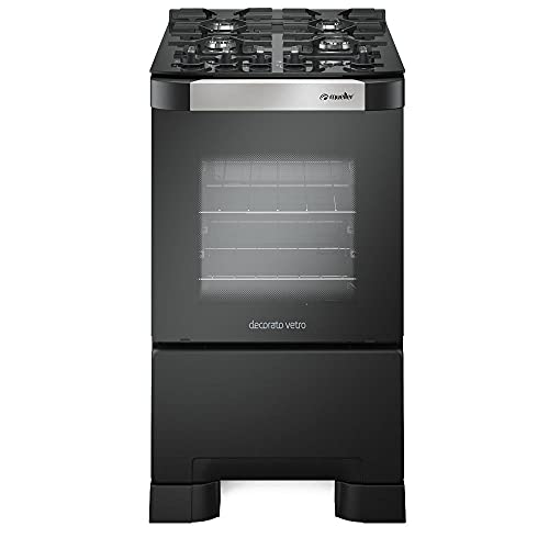 Fogão Mueller 4 Bocas Decorato Vetro Preto Fosco Bivolt com Mesa de Vidro