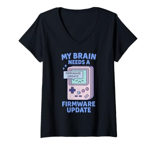 Womens My Brain Needs A Firmware Update Retro Gamer | Cute Pixel V-Neck T-Shirt