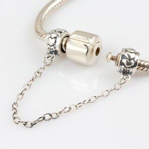 Heart Safety Chain Charms 925 Sterling Silver Love Connection Screw Thread Beads Fit European Charms Bracelet Necklace (Silver) - Image 4