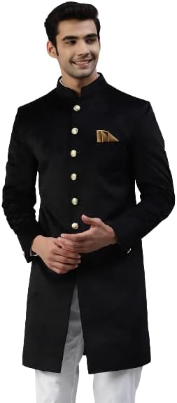 LuxrioSherwani Velvet Suede for men Black for party and wedding
