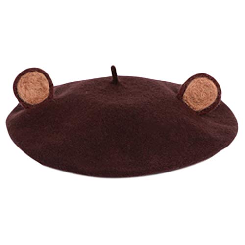 Chapeau vintage femme fausse laine marron style artiste peintre hiver