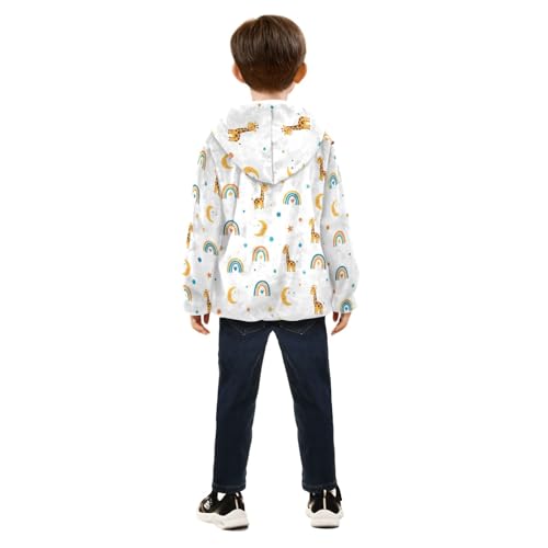 CHIFIGNO Cute Cartoon Giraffes Toddler Boys Polar Fleece Lined Outerwear Jackets, Toddler Jacket with Hooded 3T4