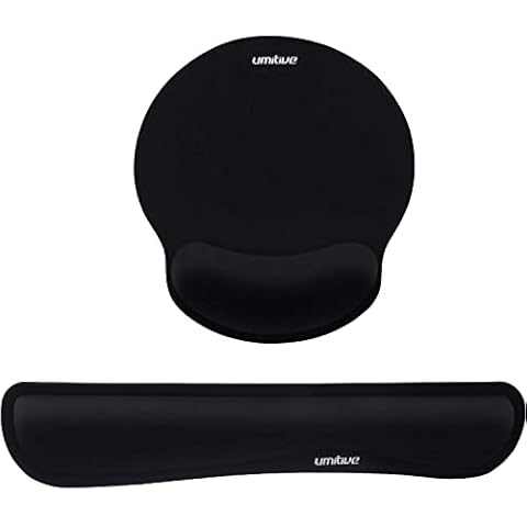 Umitive Mouse Pad with Wrist Support and Keyboard Wrist Rest Pad, Ergonomic Mouse Mat with Memory Foam Wrist Support, Rubber Base Non Slip for Computer Laptop (Black) Cover