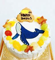 モカボーネン キャラクター・イラストケーキ5号45人用 生クリームとフルーツ