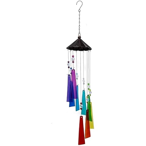 JOYBEE Glass Wind Chimes Suncatcher for Outside,31" Colorful FueseGlass Wind Chimes Outdoor,Glass Hanging Wind Chime for Home,Garden,Patio and Yard Decor(Rainbow) Cover