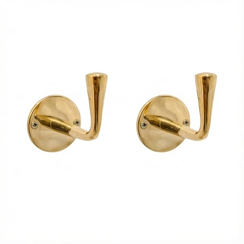 Set of 2 Unlacquered Brass Wall Hooks, Heavy Brass...