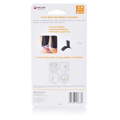 Velcro Brand 91878 Sticky Back For Fabrics | 24 Inch X 3/4 Inch Tape thumb #6