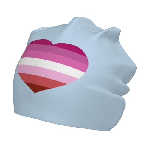 Lesbian Pride Heart Children Hip Hop Knitted Hat Kids Elastic Leisure Knit Cap Warm Sleep Beanies Black