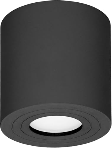 Adviti Megy Deckenleuchte Runde GU10 IP54 Wasserdicht 50W Max Milchfarbener Lampenschirm (Glühbirne Separat Kaufen) (Schwarz)