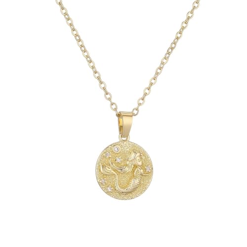 Colliers ses bijoux mode avec pendentif sirène rond en acier, le cadeau créatif idéal