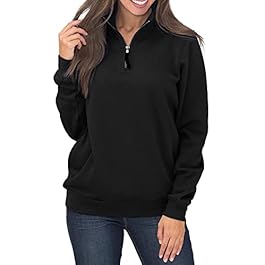 Samefar Womens Warm Cozy High Neck Long Sleeve Solid 1/4 Zip Pullover Sweatshirts with Pockets