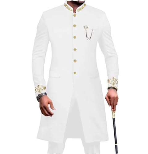 2 Piece Slim Fit Ankara Embroidery Blazer Set African Clothing Men Suit Formal Jacket and Pants Dashiki Outfits Suit3