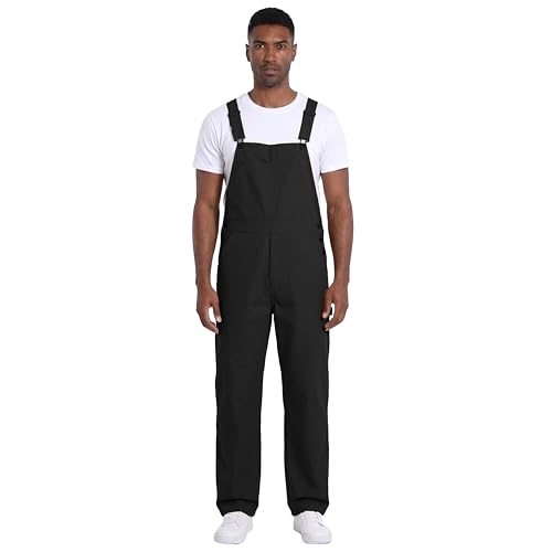 Navis Marine Arbeitshose Herren 100% Atmungsaktive Baumwolle verstellbare Hosenträger 4 Taschen Robuste Utility-Hose für BAU und Arbeit im Freien NS-263(Black XXL)