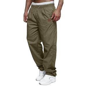 Cocila Cargo Pants Men Straight-Fit Casual Jogger Drawstring Sweatpants Hiking Outdoor Twill Sport Chino Trousers Wrinkle-Resistant Breathable with Flat-Front Pockets