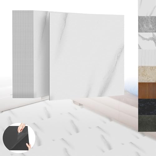 XINZI Piastrelle autoadesive in PVC, per pavimenti in vinile, autoadesive, per pavimenti in vinile, effetto legno, 54 piastrelle in vinile, 5,02 m², per cucina, soggiorno, effetto marmo, grigio